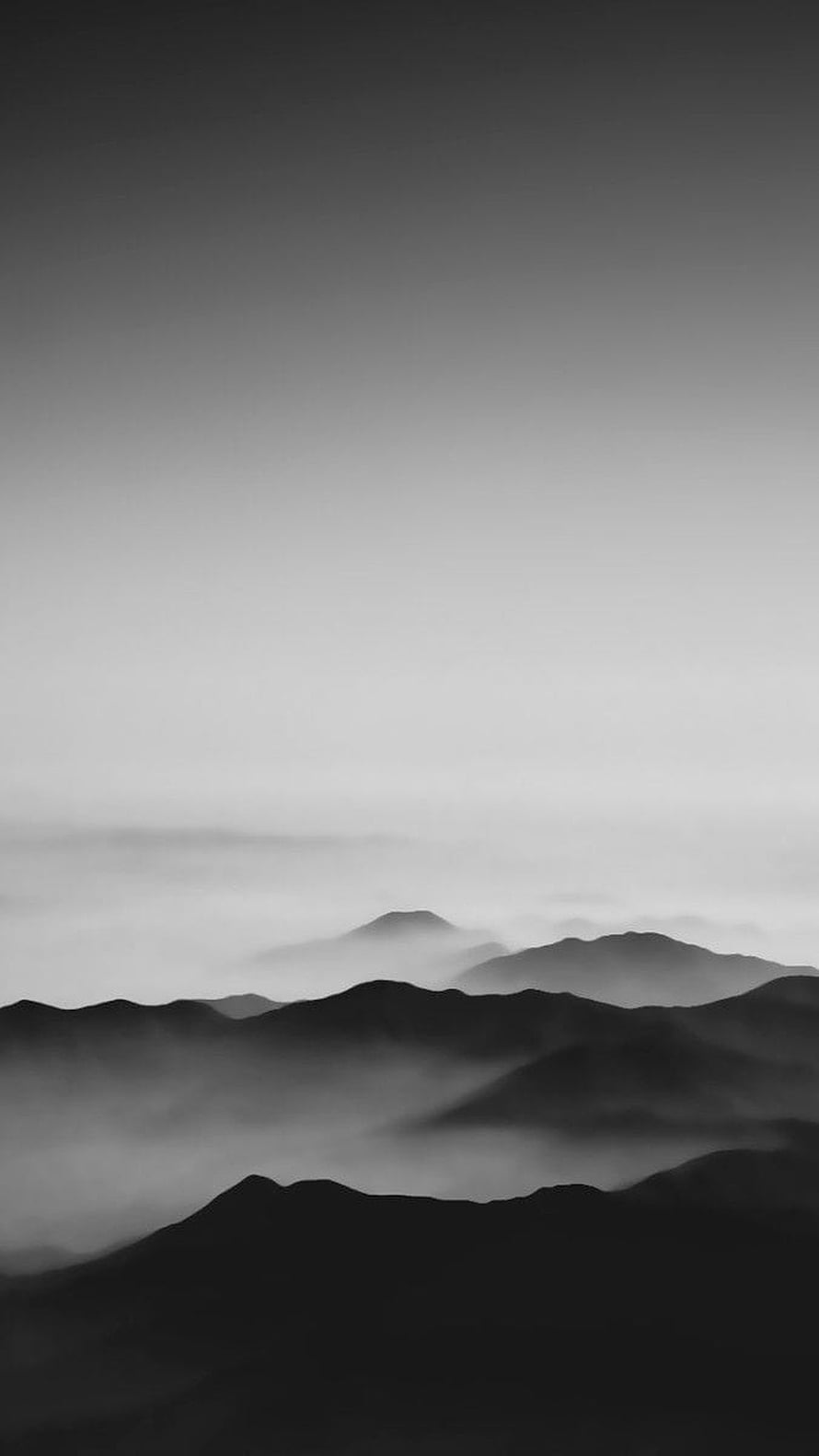 Monochrome Misty Mountain Ranges in Minimalist Black and White Landscape HD phone wallpaper