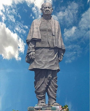 Statue of Unity Monument in Gujarat India Against a Bright Blue Sky HD phone wallpaper