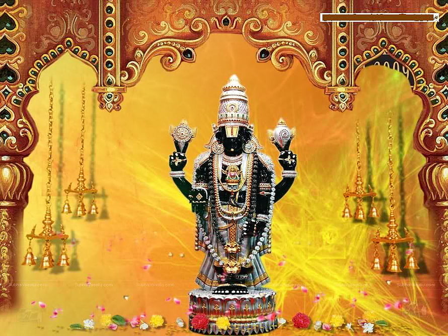 Shani Dev Murti with Golden Temple Arch and Hanging Bells HD wallpaper