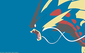 Mega Gyarados Minimalist Vector Art in Bold Blue and Red HD wallpaper