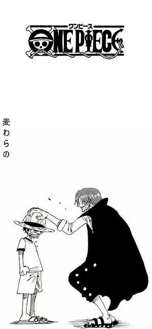 One Piece Shanks and Luffy Black and White Manga Illustration HD phone wallpaper