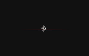 Minimalist Ferrari Prancing Horse Emblem on Black Background with Red Accent Line HD wallpaper
