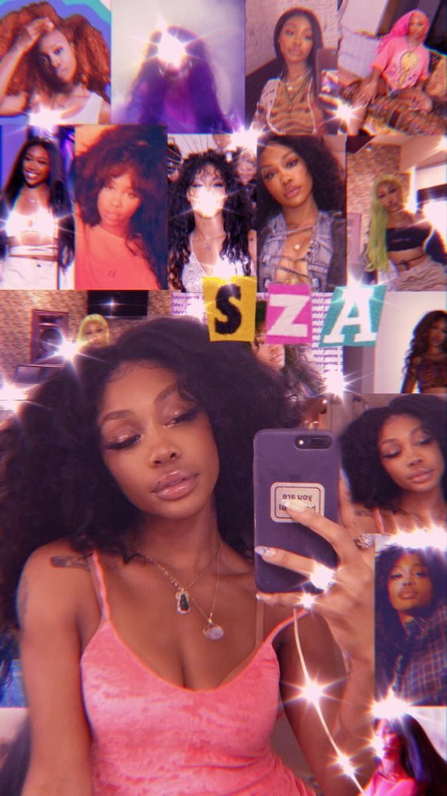 SZA Collage Wallpaper Featuring Mirror Selfie and Summer Aesthetic HD phone wallpaper