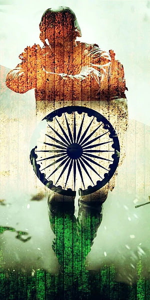 Indian Army Soldier Silhouette With National Flag And Ashoka Chakra HD phone wallpaper