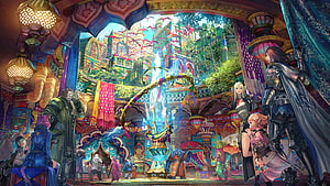 Final Fantasy XIV Endwalker Fantasy Cityscape With Adventurers HD wallpaper