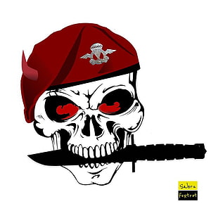Indian Para Commando Skull with Red Beret and Knife HD phone wallpaper
