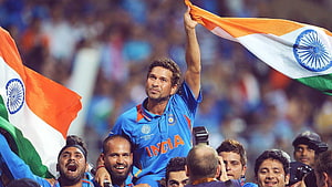 Sachin Tendulkar Celebrating India Cricket World Cup Victory With National Flag HD wallpaper