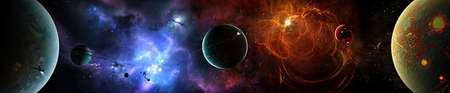 Vast Cosmic Panorama Featuring Diverse Planets, Nebulae, and Stellar Phenomena in Deep Space HD wallpaper