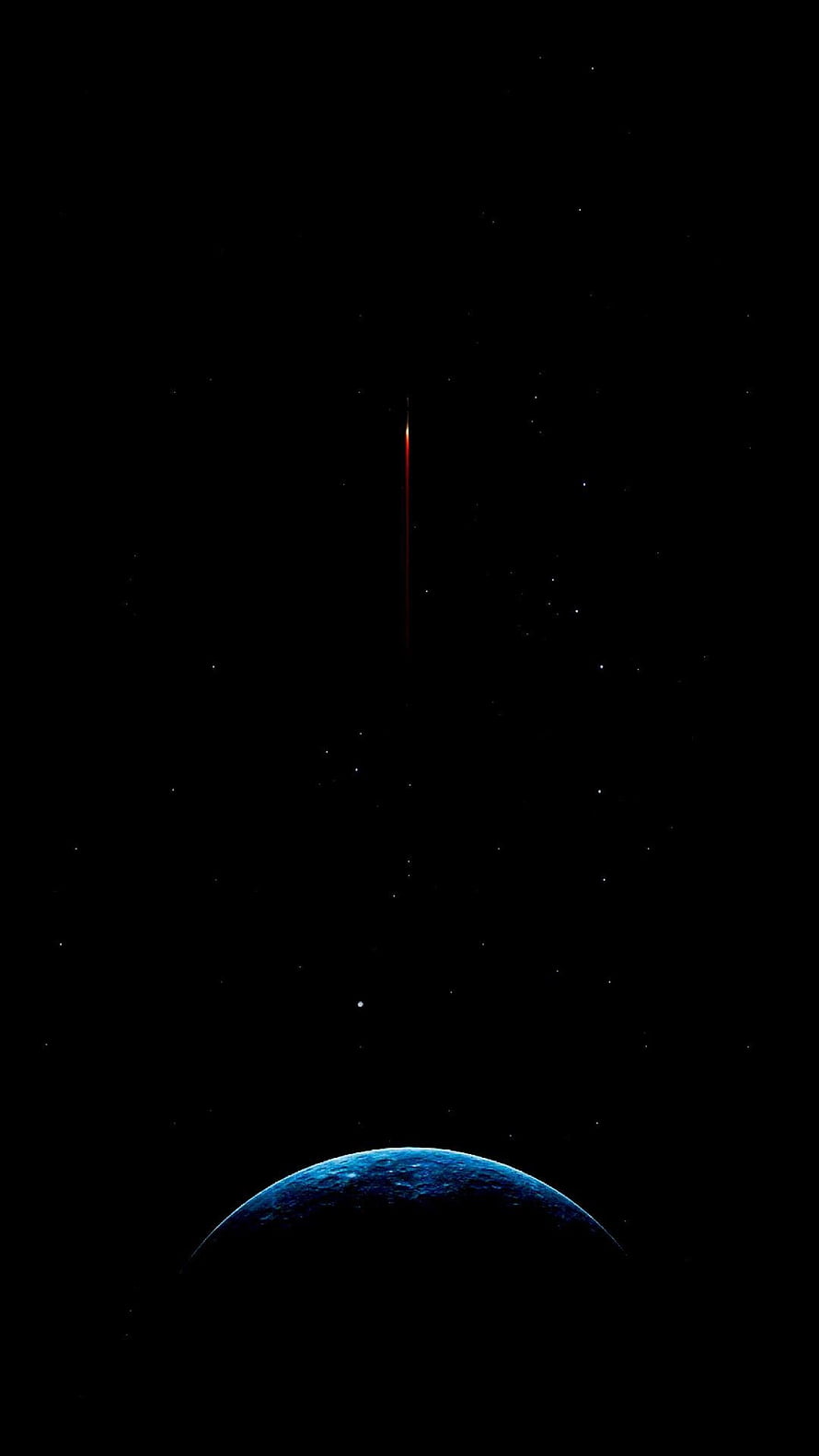 Minimalist Dark Space Wallpaper Featuring Earth Horizon and Shooting Star HD phone wallpaper