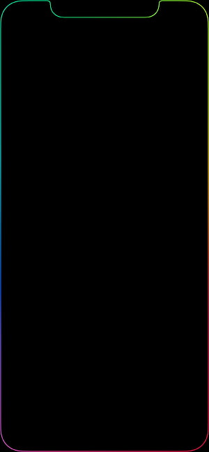 Minimalist Black Phone Wallpaper with Vibrant Rainbow Gradient Border Outline HD phone wallpaper