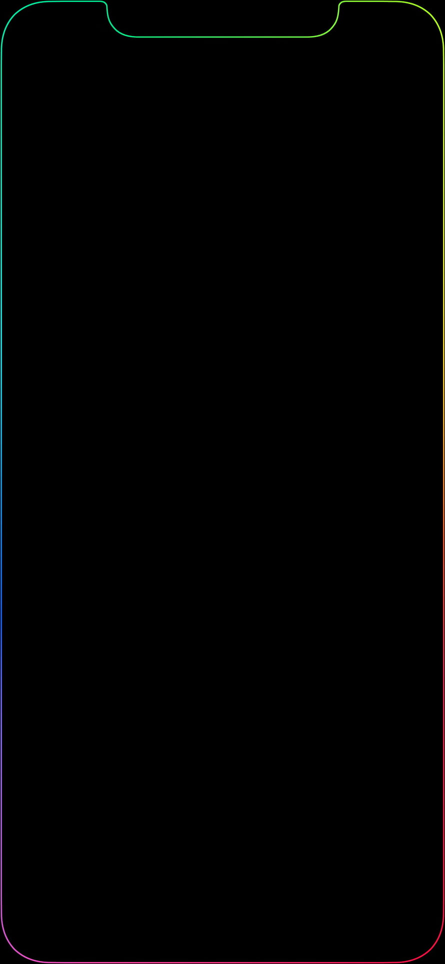 Minimalist Black Phone Wallpaper with Vibrant Rainbow Gradient Border Outline HD phone wallpaper
