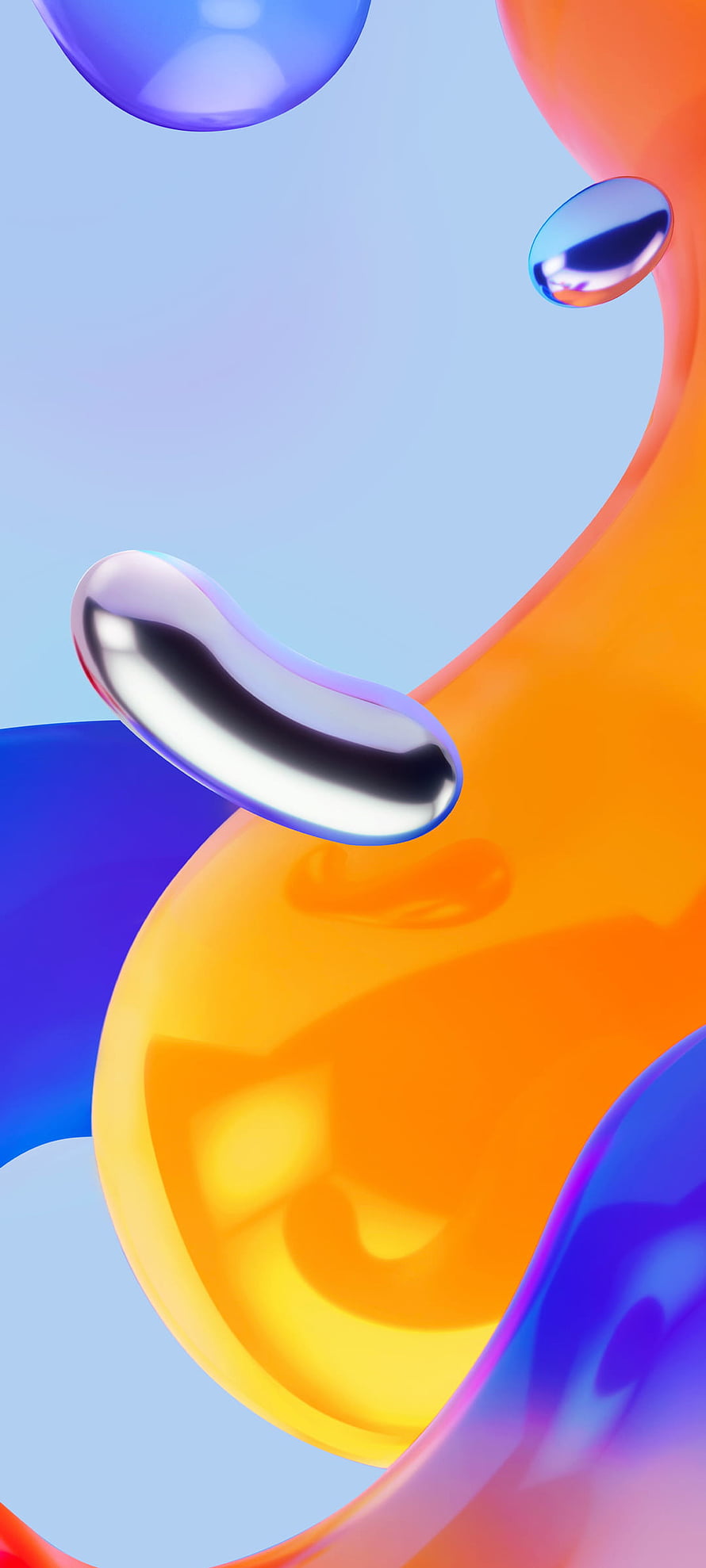 Vibrant 3D Abstract Wallpaper with Glossy Chrome Shapes and Fluid Color Gradients HD phone wallpaper