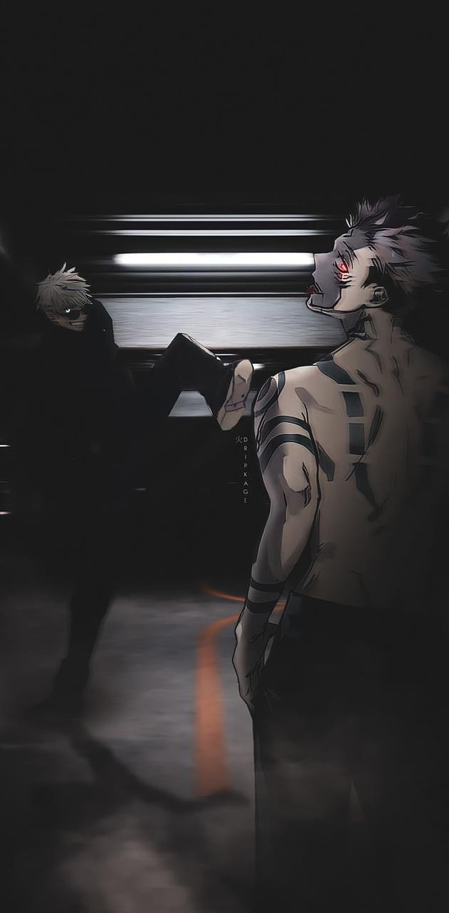 Gojo Satoru and Sukuna in a Dark Confrontation Scene HD phone wallpaper