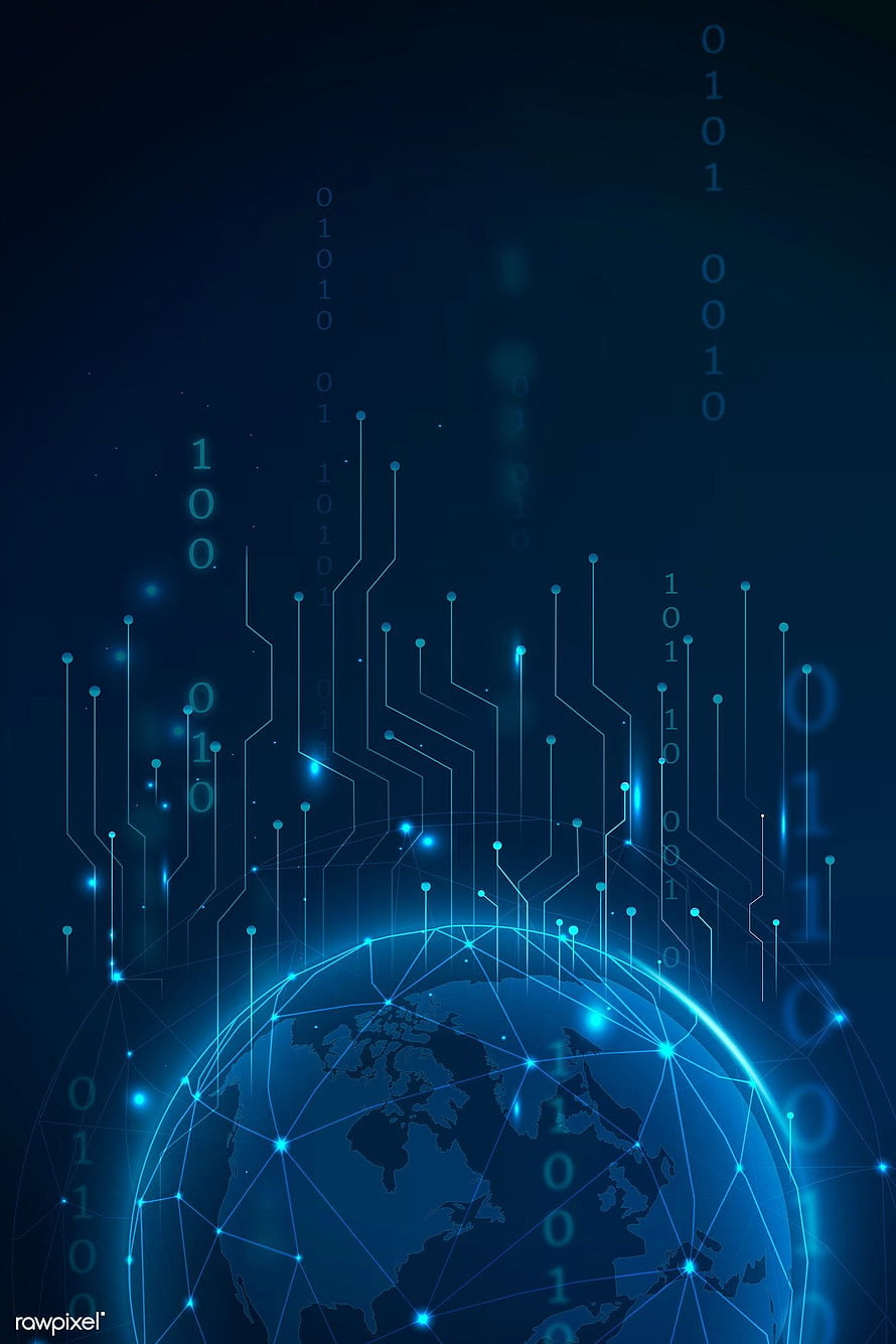 Futuristic Global Network Technology with Circuit Board and Binary Code HD phone wallpaper