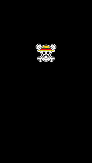 One Piece Jolly Roger Skull and Crossbones Logo on Black Background HD phone wallpaper