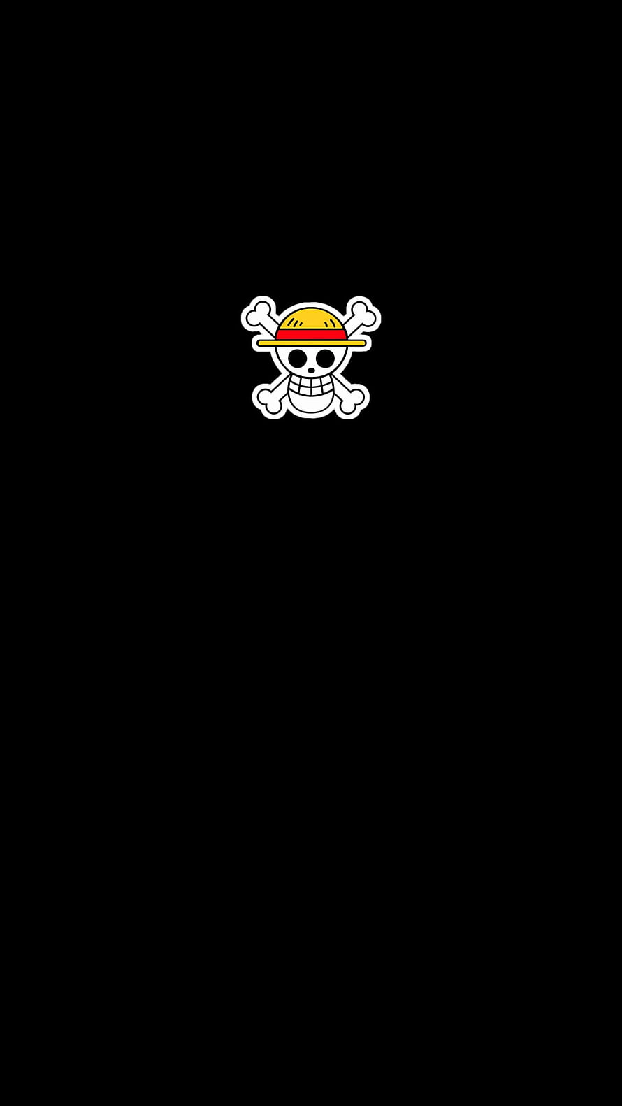 One Piece Jolly Roger Skull and Crossbones Logo on Black Background HD phone wallpaper