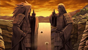 Uchiha Madara and Hashirama Senju Confrontation in Naruto Anime HD wallpaper