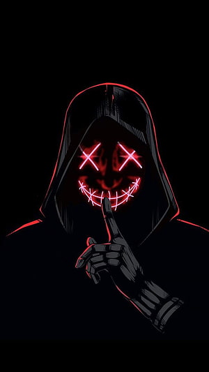 Glowing Red Slender Man Hooded Figure with Shushing Gesture on Black Background, Pin on Сохраненные пины HD phone wallpaper