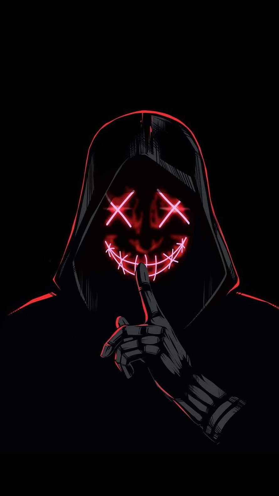 Glowing Red Slender Man Hooded Figure with Shushing Gesture on Black Background, Pin on Сохраненные пины HD phone wallpaper