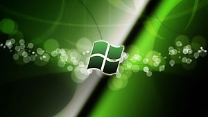 Windows 7 Green Abstract Logo Wallpaper with Bokeh Light Effects HD wallpaper