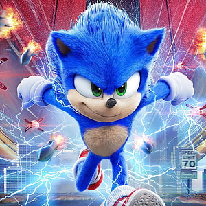 Sonic The Hedgehog Movie Character Running Through Lightning Storm HD phone wallpaper