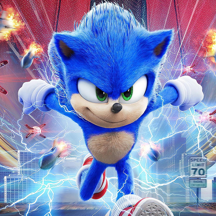 Sonic The Hedgehog Movie Character Running Through Lightning Storm HD phone wallpaper