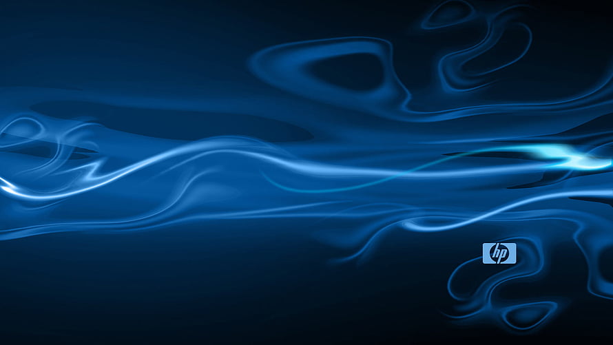 HP Blue Abstract Wave Desktop Background with Glowing Light Trails HD wallpaper