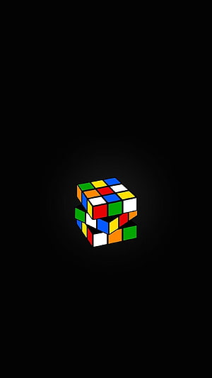 Rubik's Cube with Reflection on Black Background HD phone wallpaper