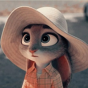 Judy Hopps from Zootopia Wearing a Wide-Brimmed Straw Hat and Plaid Shirt HD phone wallpaper