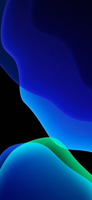 Abstract Blue and Green Fluid Shapes on Black Background HD phone wallpaper
