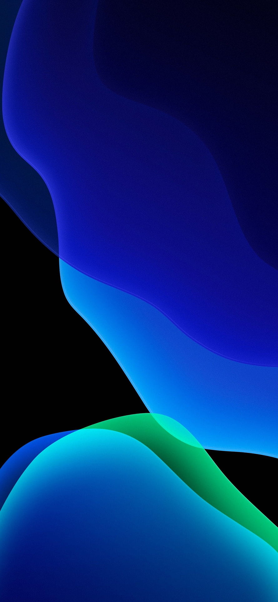 Abstract Blue and Green Fluid Shapes on Black Background HD phone wallpaper