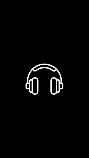 Minimalist White Headphone Line Icon on Black Background HD phone wallpaper