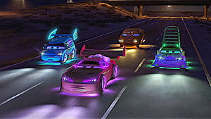 Cars Tuner Scene Animated Night Highway Race with Neon Underglow HD wallpaper