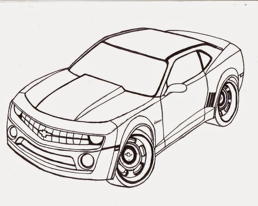 Chevrolet Camaro Line Art Sketch for Coloring Page HD wallpaper