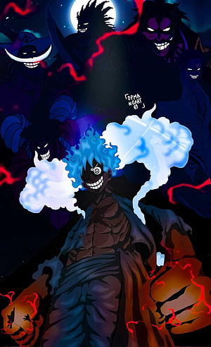 One Piece Luffy Gear 5 Joy Boy Dark Anime Illustration HD phone wallpaper