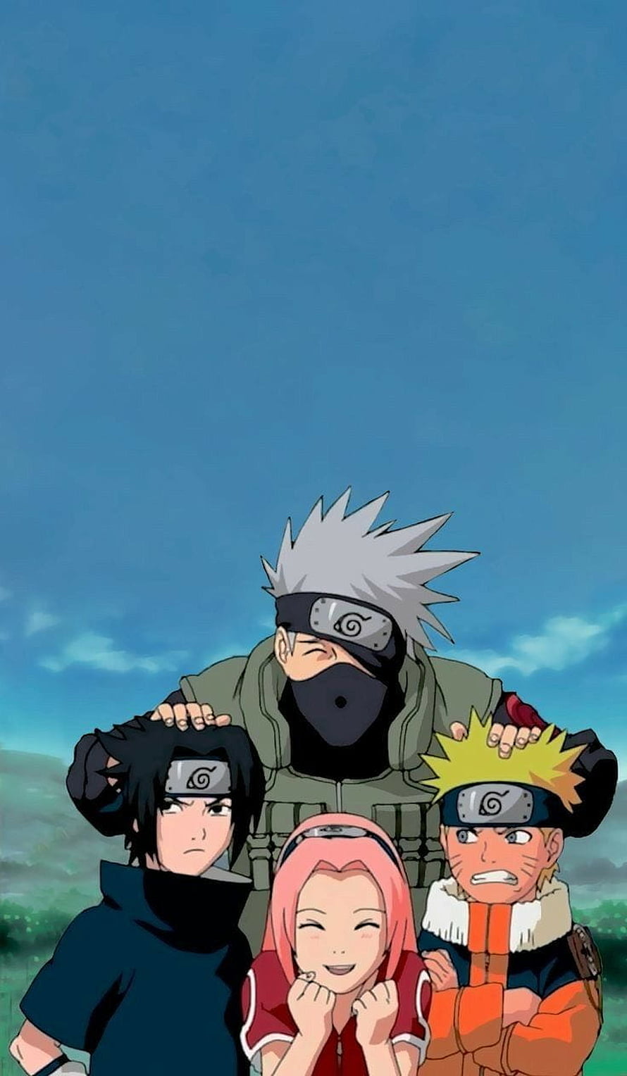 Naruto Uzumaki, Sasuke, Sakura, and Kakashi Hatake Team 7 Group Portrait HD phone wallpaper