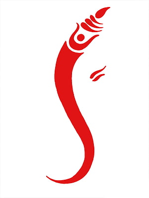 Minimalist Red Shree Ganesh Logo Design on White Background HD phone wallpaper