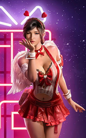 PUBG Valentine Girl in Red Angel Costume with Neon Background HD phone wallpaper