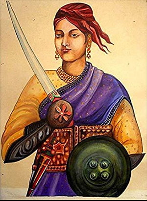 Rani Laxmi Bai Warrior Portrait in Traditional Indian Painting Style HD phone wallpaper