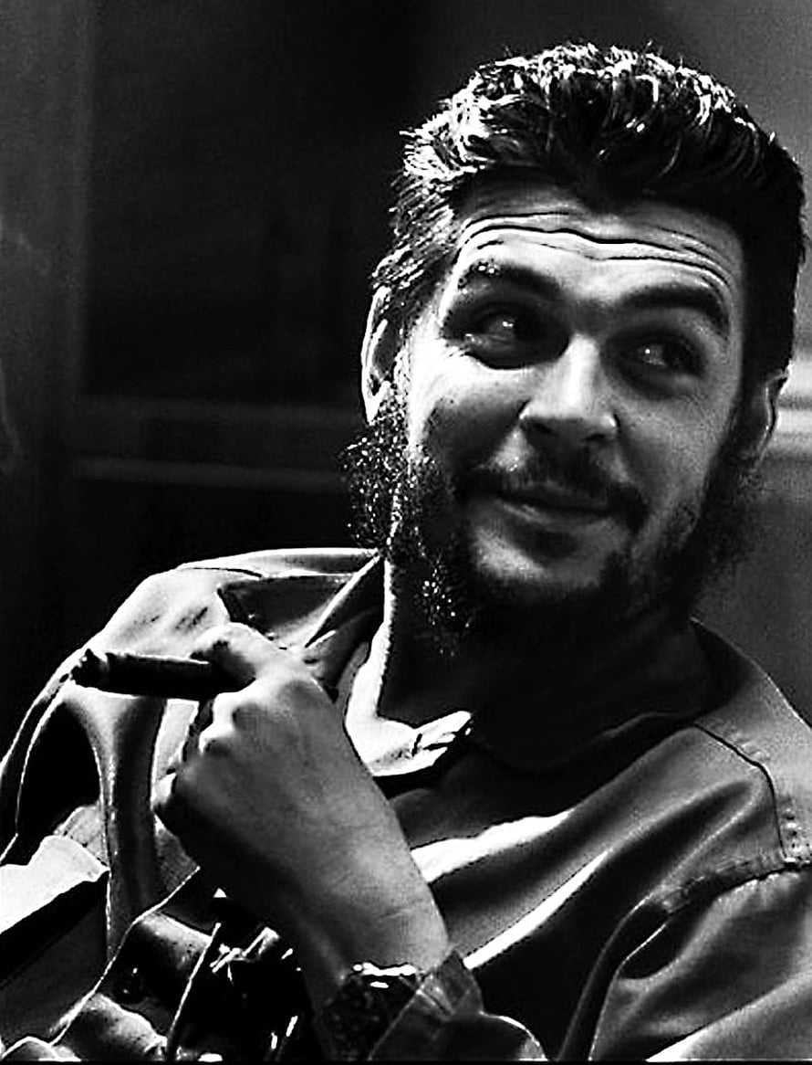 Che Guevara Black and White Portrait with Cigar and Leather Jacket HD phone wallpaper