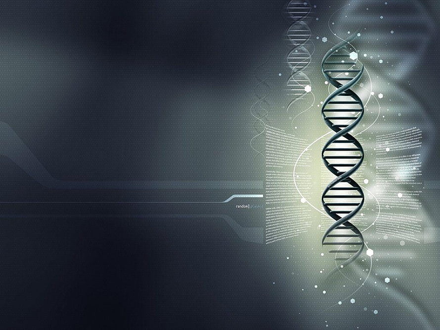 DNA Double Helix Molecular Structure with Futuristic Technology Background HD wallpaper