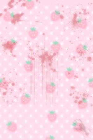 CuteCore Strawberry Pattern with Polka Dots and Watercolor Splatter on Soft Pink Background HD phone wallpaper