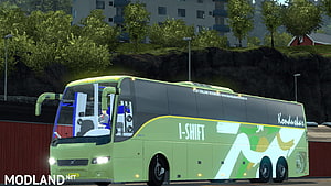 Volvo B7R I-Shift Coach in Green Livery for Euro Truck Simulator 2 HD wallpaper