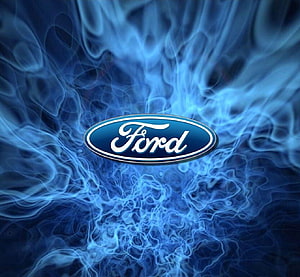 Ford Logo Centered on Swirling Blue Smoke Abstract Background HD wallpaper