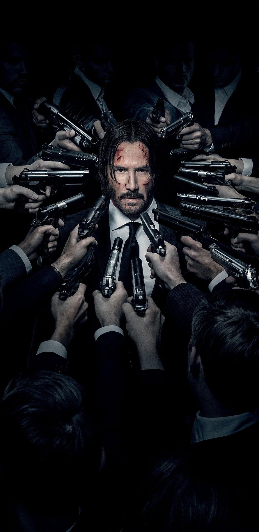 John Wick 3 Parabolica Poster with Guns Pointed at Keanu Reeves HD phone wallpaper