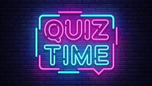 Neon Quiz Time Sign on Dark Brick Wall with Pink and Cyan Glow HD wallpaper