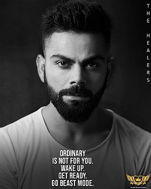 Virat Kohli Black and White Portrait with Motivational Quote HD phone wallpaper