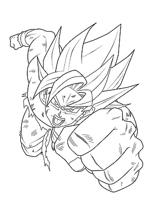 Goku Super Saiyan Line Art Drawing for Coloring and Anime Fans HD phone wallpaper