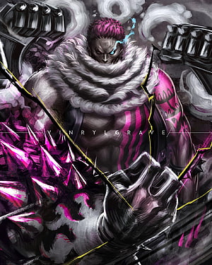 Charlotte Katakuri Dark Fantasy Illustration with Pink Hair and Crystal Armor HD phone wallpaper