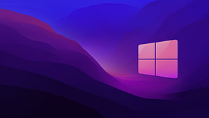 Windows 11 Purple Mountain Landscape with Glowing Logo Abstract Desktop Background HD wallpaper